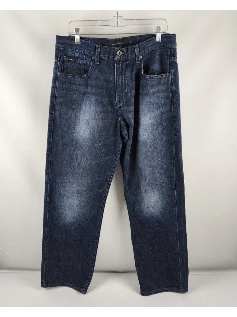 Calvin Klein Jeans Mens 34x31 Blue Relaxed Fit Straight Leg Denim